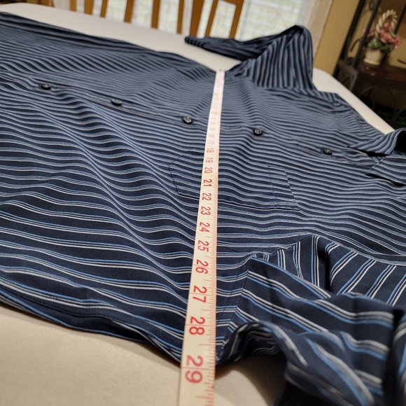 Claiborne Easy Care Blue with Stripes Button Down Shirt Men's Size XXL - Picture 7 of 15